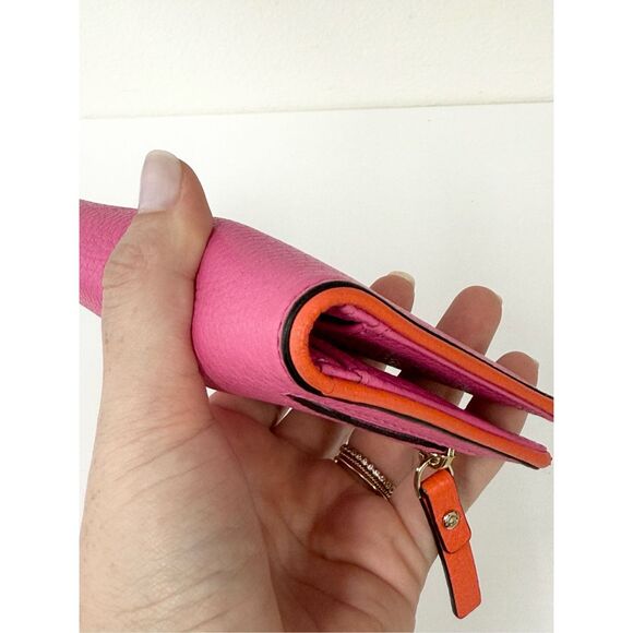 Kate Spade Cobble Hill Stacy Wallet Tulip Pink Snap Wallet Orange Colorblock - Picture 8 of 12